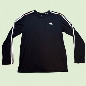 adidas Black Long Sleeve Tee with White Stripes